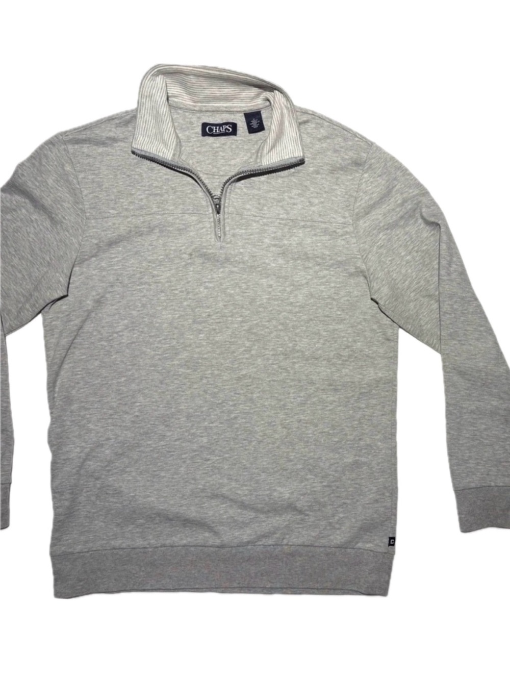 Chaps Men's Light Grey Quarter Zip Pullover Sweater Size Medium